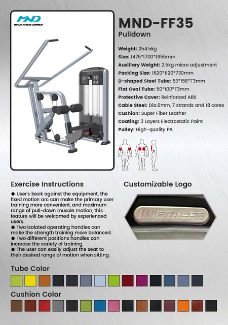 Máquina de dominadas laterales FF35 | Agarre ancho hacia abajo | Generador de ancho de espalda