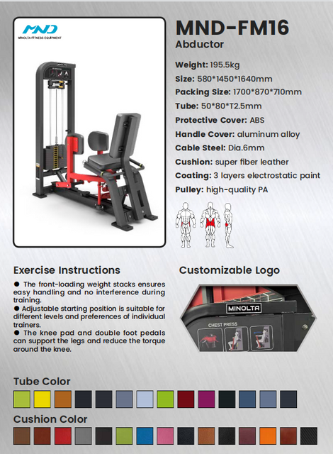 Máquina abductora de cadera MND-FM16 | Entrenador de glúteo medio | Equipo de entrenamiento externo del muslo