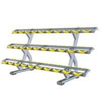Estante para mancuernas de tres niveles FF72 | Almacenamiento de mancuernas de alta densidad | Estante de gimnasio comercial