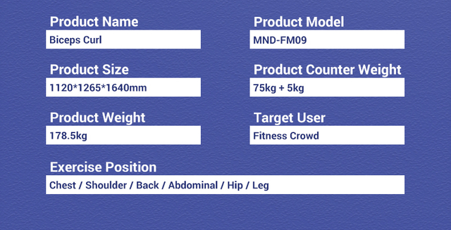 Máquina de curl de bíceps MND-FM09 | Curl de brazos | Equipo de aislamiento de bíceps