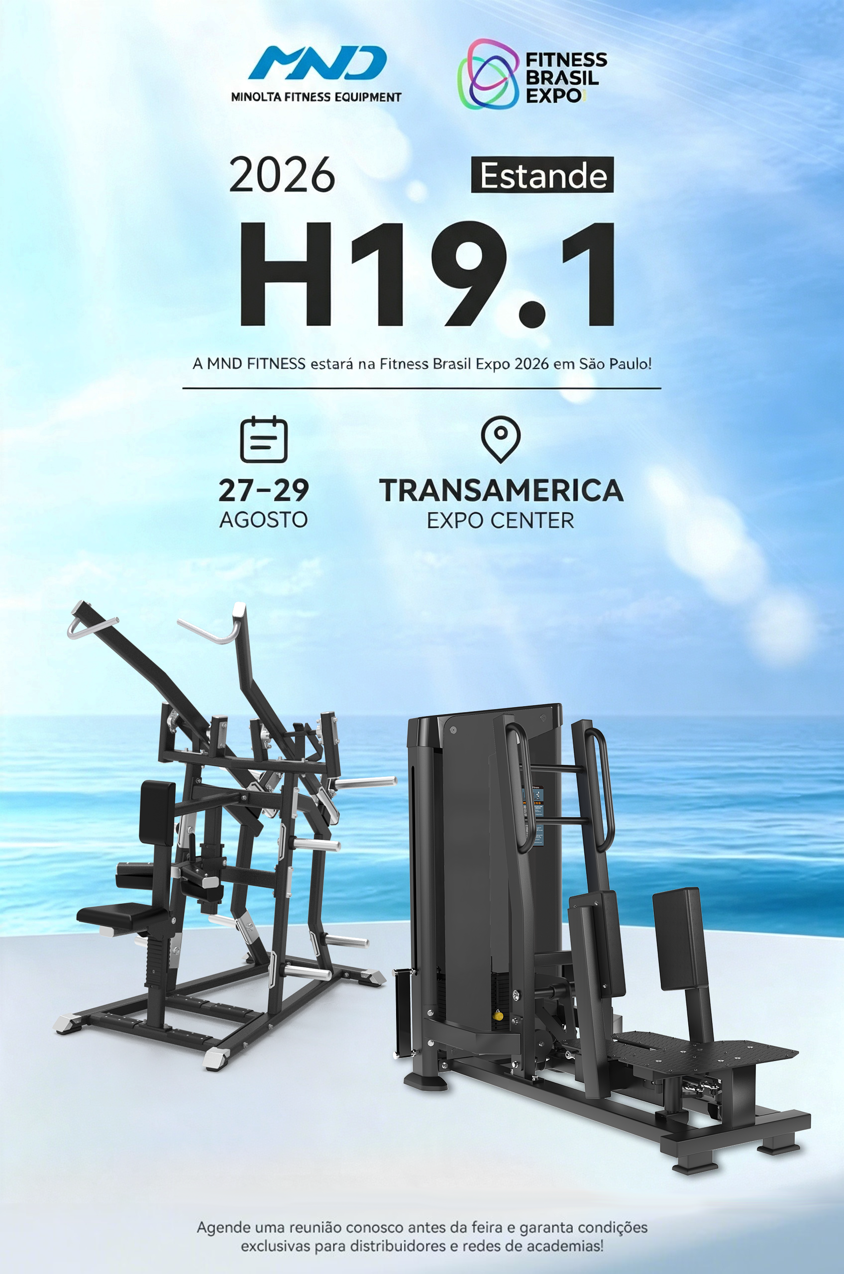 Conozca a Minolta Fitness en Fitness Brasil Expo 2026: una exhibición completa de equipos comerciales en el stand H19.1